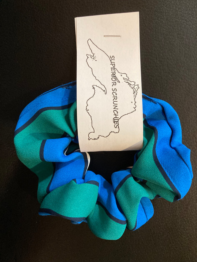 Superior Scrunchies Blue & Green Stripes Large