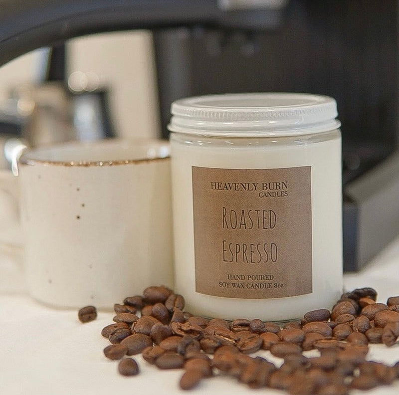 Heavenly Burn Candles Roasted Espresso 8oz Glass Jar