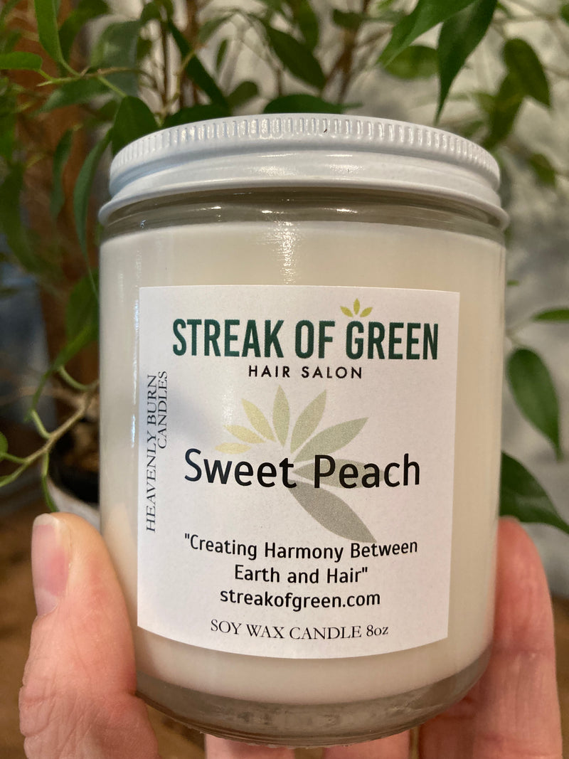 Heavenly Burn Candles Sweet Peach 8oz Glass Jar